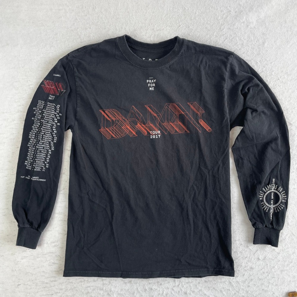 TDE Kendrick Lamar DAMN Tour 2017 Long Sleeve Shirt Medium Black Graphic Tee‎
